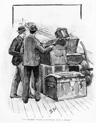 &39;Passou com um chocalho e um rugido&39;, ilustração para &39;O problema final&39; por Arthur Conan Doyle (1859-1930), publicado na &39;Strand Magazine&39;, dezembro de 1893
